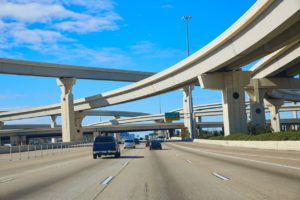 Vehicle Flies Off Houston Texas Freeway