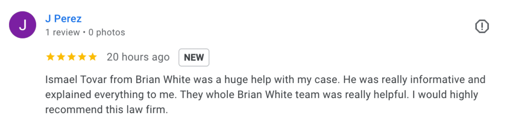 Read clients reviews from Attorney Brian White Personal Injury Lawyers - Clear Lake - 1300 Bay Area Blvd, Suite B268, Houston, Texas 77058
